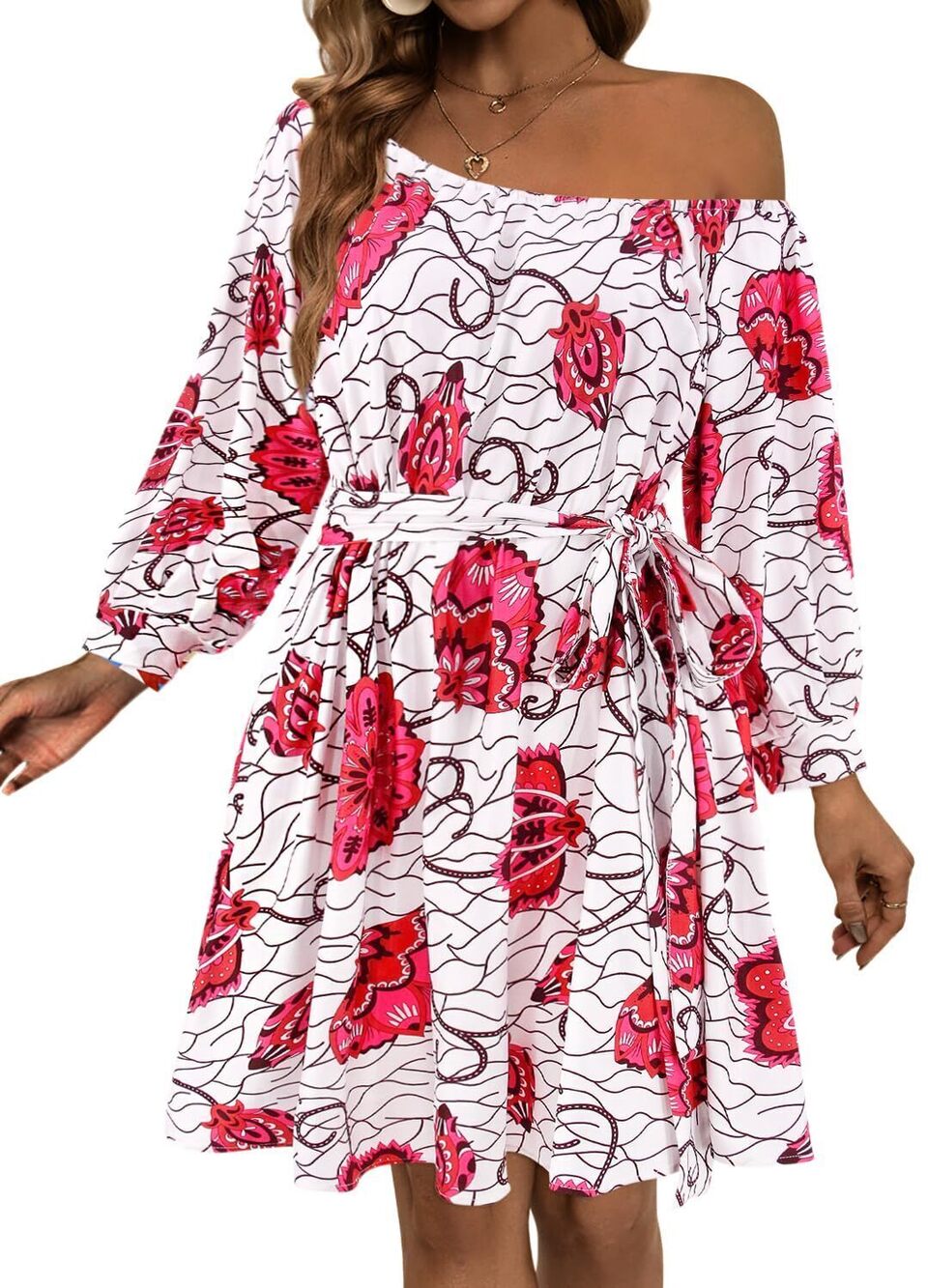 1851 Sexy African Floral Printed Mini Dresses High Waist Dashiki Skirt
